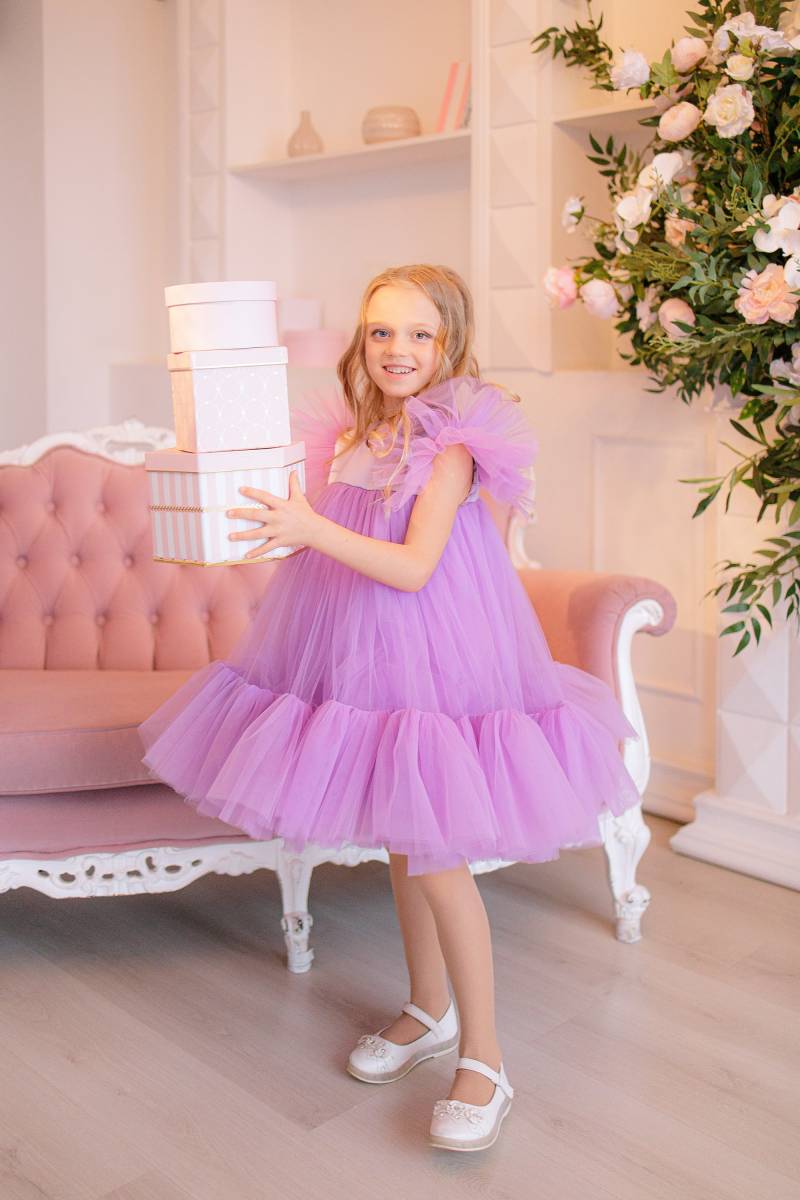 Lavendel Tüll Kleid, Baby Mädchen Lila Kleinkind Blumen Twirl Formelles 1. Geburtstag Kleid von MatchingLook