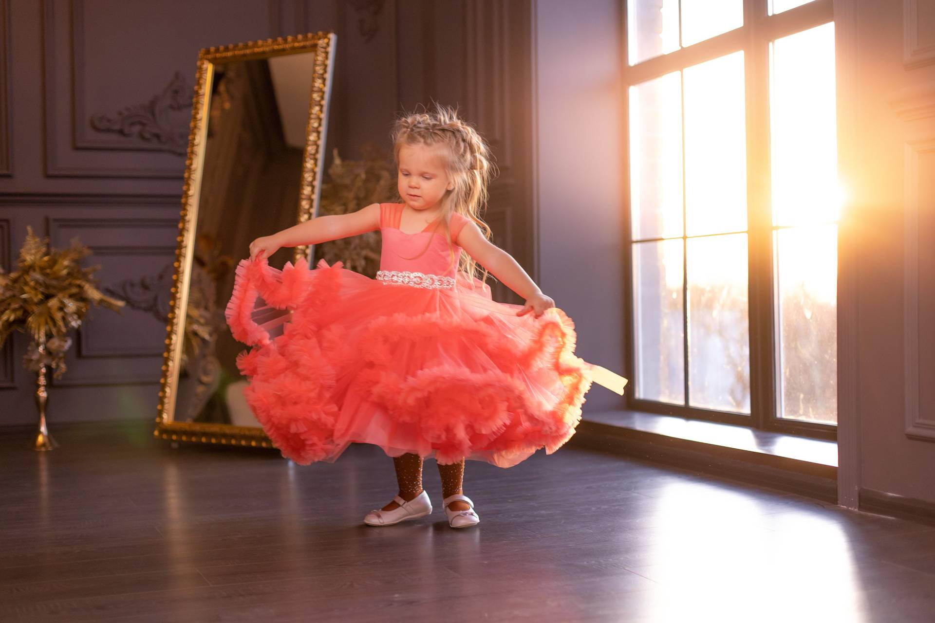 Tüll Rüschen Kleid Kleinkind, Hochzeitskleid Für Baby Mädchen, 1. Geburtstag Kleid, Twirl Formelle Prinzessin Koralle Sommer von MatchingLook