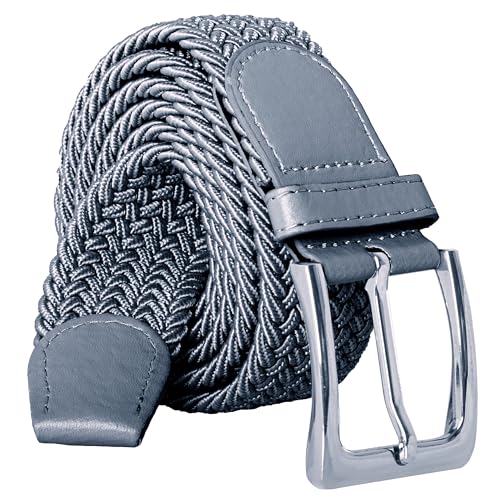 Matec 1 Stück Stretchgürtel grau mit 125 cm Gesamtlänge und 3,5 cm breit elastisch geflochten und dehnbar. von Matec Patent Trades UG