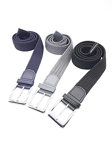 Matec 3 Stück Stretchgürtel mit 115 cm Gesamtlänge und 3,5 cm breit elastische geflochtene dehnbare 1 x Blau 1 x Grau 1 x Schwarz von Matec Patent Trades UG