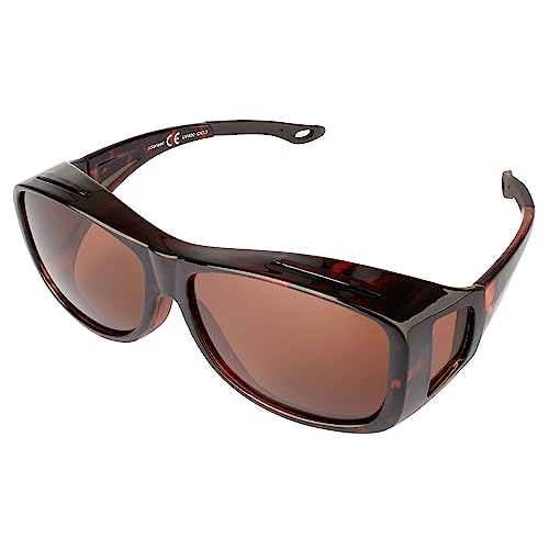 Matec Patent Trades UG 1 x BM Sunglasses polarisierte Sonnen-Überziehbrille Braun Leopardenmuster für Brillenträger UV 400 CAT3 für SIE & IHN von Matec Patent Trades UG