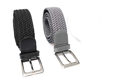 Matec 2 Stück Stretchgürtel mit 115 cm Gesamtlänge und 3,5 cm breit elastische geflochtene dehnbare 1 x Schwarz und 1 x Grau. von Matec