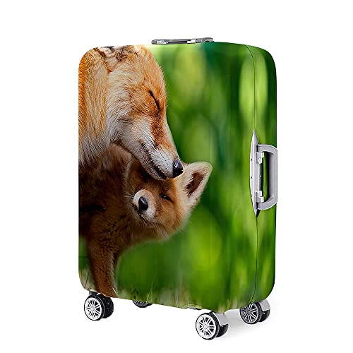 Mateju 18"-32" Kofferschutzhülle, Elastisch Kofferhülle, Gepäck Cover Reisekoffer Hülle Trolley Case Schutzhülle Luggage Cover Waschbare Staubdichte Kofferbezug (Eltern-Kind-Fuchs,L) von Mateju