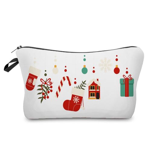 Mateju 2er-Pack Kosmetiktasche, Kulturtasche Damen, Süßer Weihnachten Tragbare Kulturbeutel Druck Make up Tasche, Kosmetiktasche Klein mit Reißverschluss für Tägliche Reisen (Geschenke) von Mateju