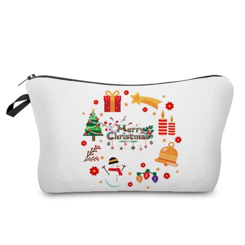 Mateju 2er-Pack Kosmetiktasche, Kulturtasche Damen, Süßer Weihnachten Tragbare Kulturbeutel Druck Make up Tasche, Kosmetiktasche Klein mit Reißverschluss für Tägliche Reisen (Schneemann) von Mateju