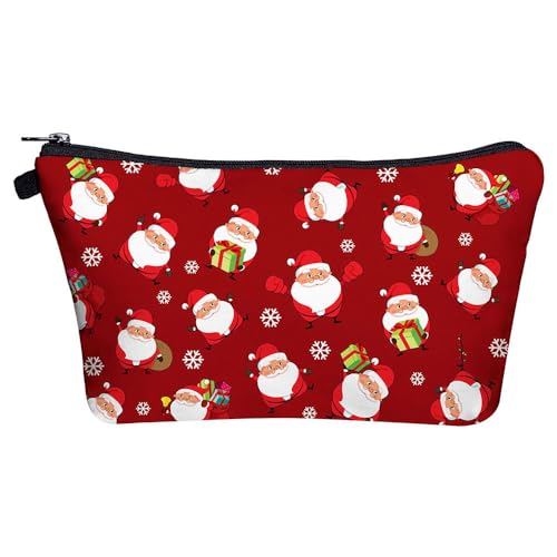 Mateju 2er-Pack Kosmetiktasche, Kulturtasche Damen, Süßer Weihnachten Tragbare Kulturbeutel Druck Make up Tasche, Kosmetiktasche Klein mit Reißverschluss für Tägliche Reisen (Weihnachtsmann) von Mateju