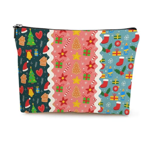Mateju 2er-Pack Kosmetiktasche, Kulturtasche Damen, Weihnachten Tragbare Kulturbeutel, Doppelseitig Make up Tasche, Kosmetiktasche Klein mit Reißverschluss für Tägliche Reisen (Weihnachten) von Mateju
