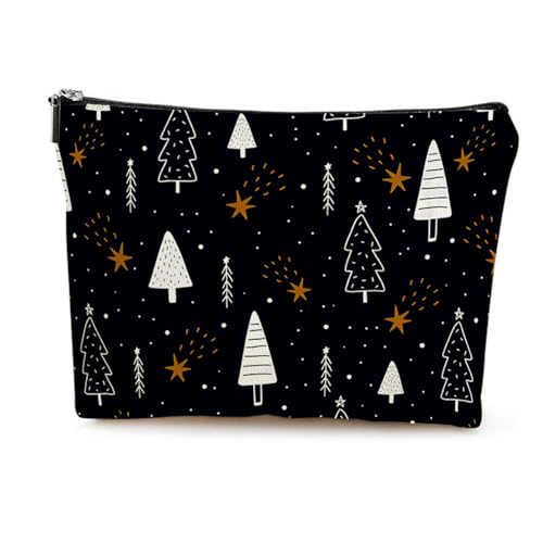 Mateju 2er-Pack Kosmetiktasche, Kulturtasche Damen, Weihnachten Tragbare Kulturbeutel, Doppelseitig Make up Tasche, Kosmetiktasche Klein mit Reißverschluss für Tägliche Reisen (Weihnachtsbaum) von Mateju