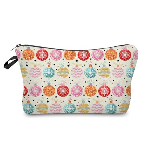 Mateju 2er-Pack Kosmetiktasche, Kulturtasche Damen, Weihnachten Tragbare Kulturbeutel, Modischer Druck Make up Tasche, Kosmetiktasche Klein mit Reißverschluss für Tägliche Reisen (Bunt) von Mateju