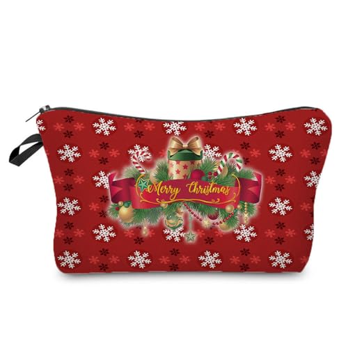 Mateju 2er-Pack Kosmetiktasche, Kulturtasche Damen, Weihnachten Tragbare Kulturbeutel, Modischer Druck Make up Tasche, Kosmetiktasche Klein mit Reißverschluss für Tägliche Reisen (Frohe Weihnachten) von Mateju