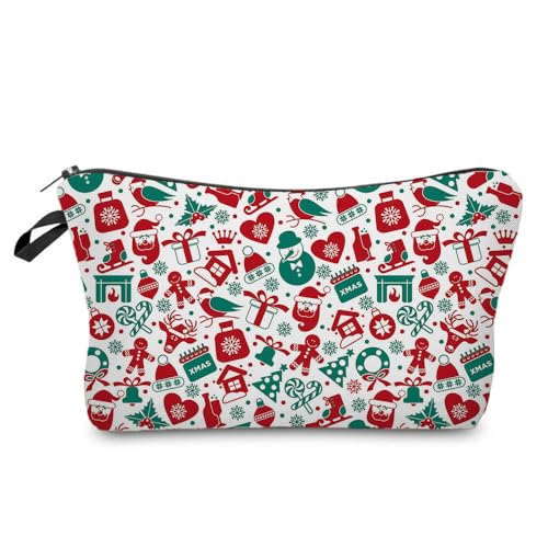 Mateju 2er-Pack Kosmetiktasche, Kulturtasche Damen, Weihnachten Tragbare Kulturbeutel, Modischer Druck Make up Tasche, Kosmetiktasche Klein mit Reißverschluss für Tägliche Reisen (Weihnachten) von Mateju