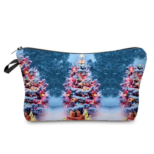Mateju 2er-Pack Kosmetiktasche, Kulturtasche Damen, Weihnachten Tragbare Kulturbeutel, Modischer Druck Make up Tasche, Kosmetiktasche Klein mit Reißverschluss für Tägliche Reisen (Weihnachtsbaum) von Mateju