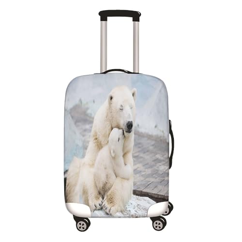 Mateju 3D Eisbär Kofferschutzhülle Elastisch Kofferhülle, Gepäck Cover 18-32 Zoll Reisekoffer Hülle Trolley Case Schutzhülle Waschbare Staubdichte Kofferbezug (Mutter Kind,L) von Mateju