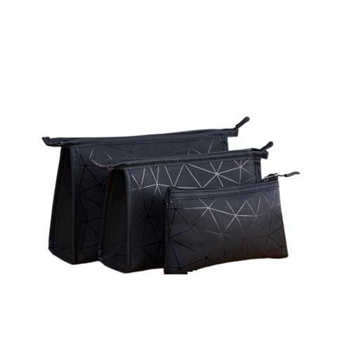 Mateju 3PCS Kosmetiktasche, Kulturtasche Damen, Kombination Tragbare Kulturbeutel, Modern Make up Tasche, Kosmetiktasche Klein mit Reißverschluss für Tägliche Reisen (Schwarz) von Mateju