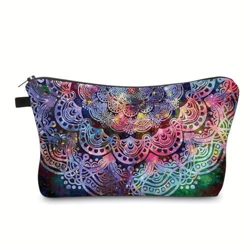 Mateju 4PC Kosmetiktasche, Kulturtasche Damen, Tragbare Kulturbeutel, Make up Tasche, Kosmetiktasche Klein mit Bunte Muster & Reißverschluss, für Mädchen Damen Herren (Mandala 2) von Mateju