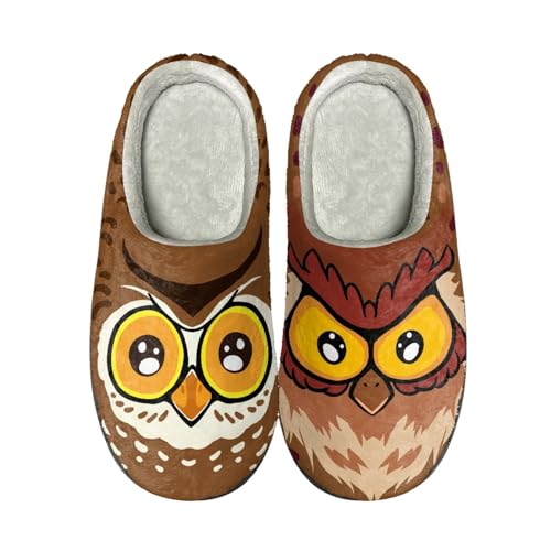 Mateju Damen Herren Hausschuhe Winter Kuschelige Warm Unisex Pantoffeln, Tier Drucken Weicher Plüschfutter Drinnen Draußen Zuhause Slipper mit Rutschfester Gummisohle von Mateju