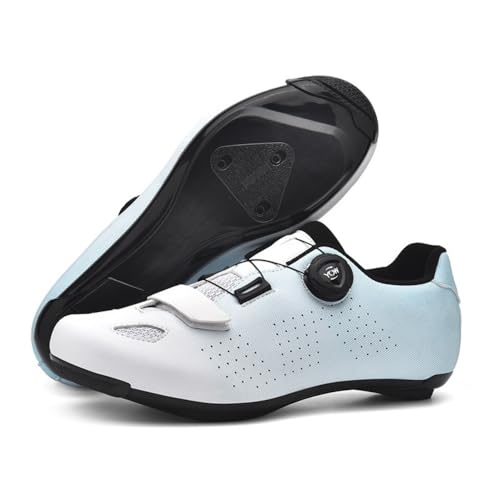 Mateju Fahrradschuhe Herren,Damen Rennradschuhe SPD/SPD-SL/Look Delta Radsportschuhe Kompatibel Atmungsaktive Leicht Spinning Radsportschuhe (6003 Weiß Blau,42) von Mateju