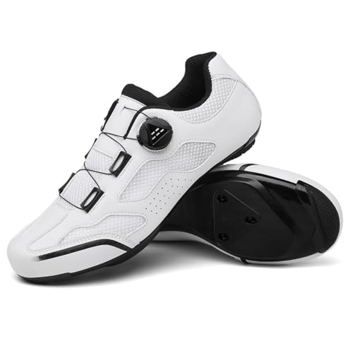 Mateju Fahrradschuhe Herren,Damen Rennradschuhe SPD/SPD-SL/Look Delta Radsportschuhe Kompatibel Atmungsaktive Leicht Spinning Radsportschuhe (6072 Weiß,44) von Mateju