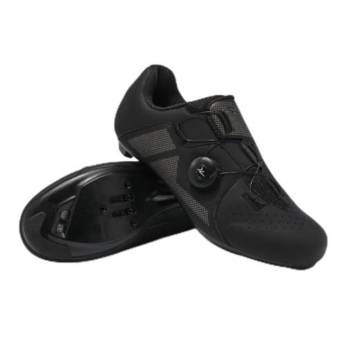 Mateju Fahrradschuhe Herren,Damen Rennradschuhe SPD/SPD-SL/Look Delta Radsportschuhe Kompatibel Atmungsaktive Leicht Spinning Radsportschuhe (Schwarz,46) von Mateju