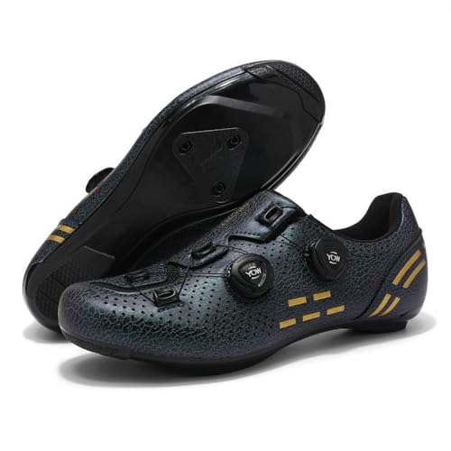 Mateju Fahrradschuhe Herren,Damen Rennradschuhe SPD/SPD-SL/Look Delta Radsportschuhe Kompatibel Atmungsaktive Leicht Spinning Radsportschuhe -2021 (Schwarz Grün,45) von Mateju