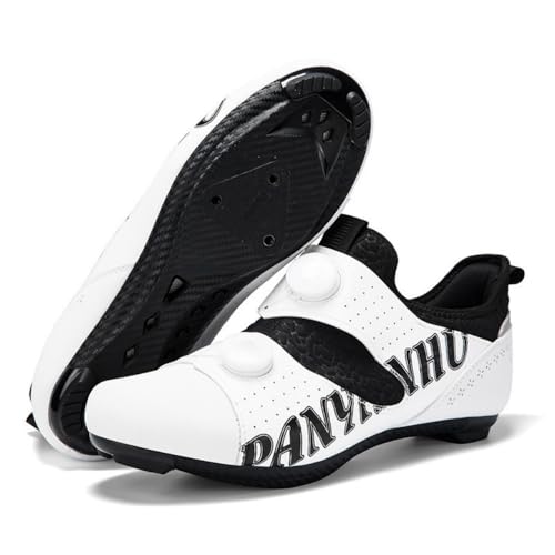 Mateju Fahrradschuhe Herren,Damen Rennradschuhe SPD/SPD-SL/Look Delta Radsportschuhe Kompatibel Atmungsaktive Leicht Spinning Radsportschuhe -A1 (Weiß,40) von Mateju
