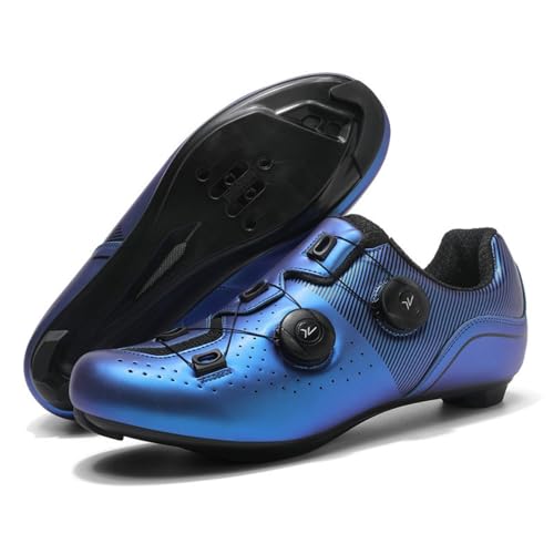 Mateju Fahrradschuhe Herren,Damen Rennradschuhe SPD/SPD-SL/Look Delta Radsportschuhe Kompatibel Atmungsaktive Leicht Spinning Radsportschuhe -Modell A5 (Blau,45) von Mateju