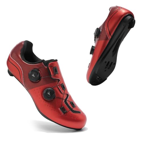 Mateju Fahrradschuhe Herren,Damen Rennradschuhe SPD/SPD-SL/Look Delta Radsportschuhe Kompatibel Atmungsaktive Leicht Spinning Radsportschuhe -Modell A5 (Rot,43) von Mateju