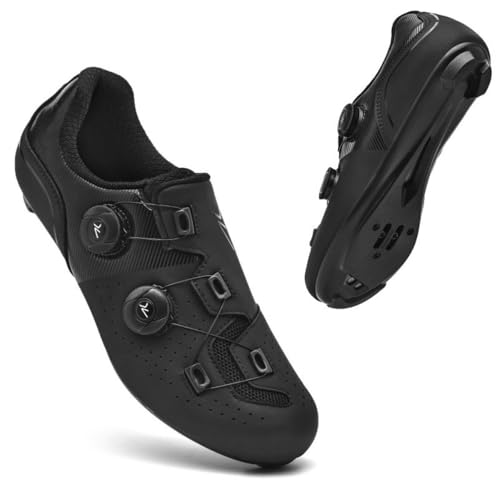 Mateju Fahrradschuhe Herren,Damen Rennradschuhe SPD/SPD-SL/Look Delta Radsportschuhe Kompatibel Atmungsaktive Leicht Spinning Radsportschuhe -Modell A5 (Schwarz,46) von Mateju