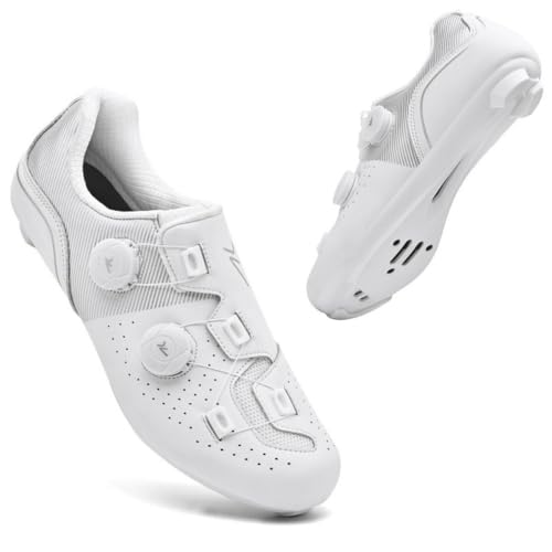 Mateju Fahrradschuhe Herren,Damen Rennradschuhe SPD/SPD-SL/Look Delta Radsportschuhe Kompatibel Atmungsaktive Leicht Spinning Radsportschuhe -Modell A5 (Weiß,39) von Mateju