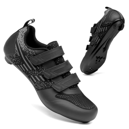Mateju Fahrradschuhe Herren,Damen Rennradschuhe SPD/SPD-SL/Look Delta Radsportschuhe Kompatibel Atmungsaktive Leicht Spinning Radsportschuhe -Stil A9 (Schwarz,45) von Mateju