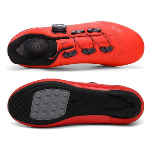 Mateju Fahrradschuhe Herren Damen Ohne klick, 36-47EU Fahrradschuhe Herren Damen mit Gummisohle rutschfeste Atmungsaktive No-Lock für Outdoor Radschuhe (37,T27 Rot) von Mateju