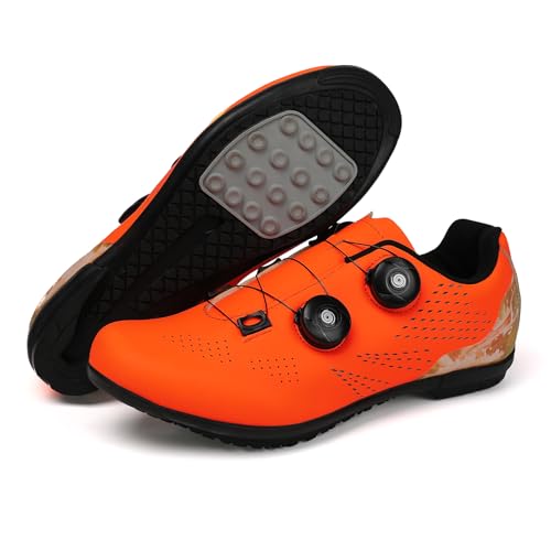 Mateju Fahrradschuhe Herren Damen Ohne klick, 36-47EU Fahrradschuhe Herren Damen mit Gummisohle rutschfeste Atmungsaktive No-Lock für Outdoor Radschuhe (38,Orange) von Mateju