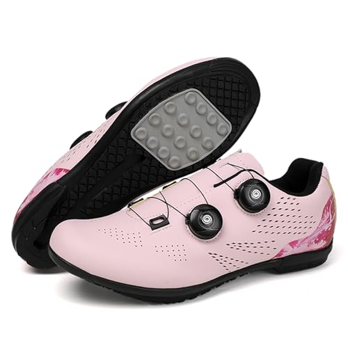 Mateju Fahrradschuhe Herren Damen Ohne klick, 36-47EU Fahrradschuhe Herren Damen mit Gummisohle rutschfeste Atmungsaktive No-Lock für Outdoor Radschuhe (43,Rosa) von Mateju