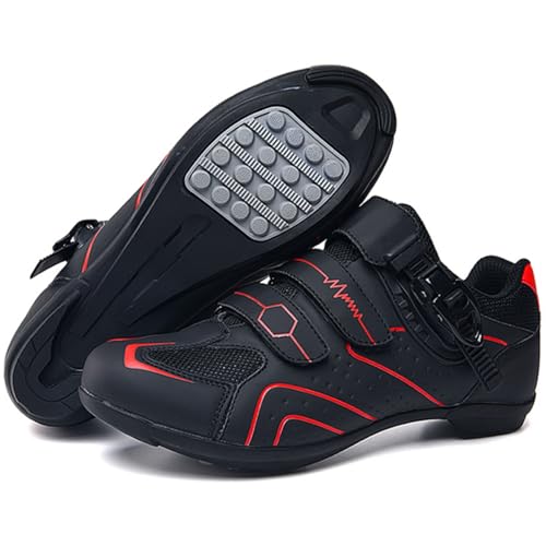 Mateju Fahrradschuhe Herren Damen Ohne klick, 36-47EU Fahrradschuhe Herren Damen mit Gummisohle rutschfeste Atmungsaktive No-Lock für Outdoor Radschuhe (568 Rot,38) von Mateju