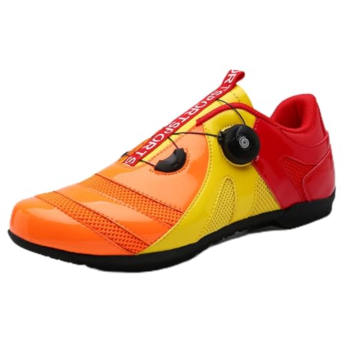 Mateju Fahrradschuhe Herren Damen Ohne klick, 36-47EU Fahrradschuhe Herren Damen mit Gummisohle rutschfeste Atmungsaktive No-Lock für Outdoor Radschuhe (998 Gelb Rot,43) von Mateju