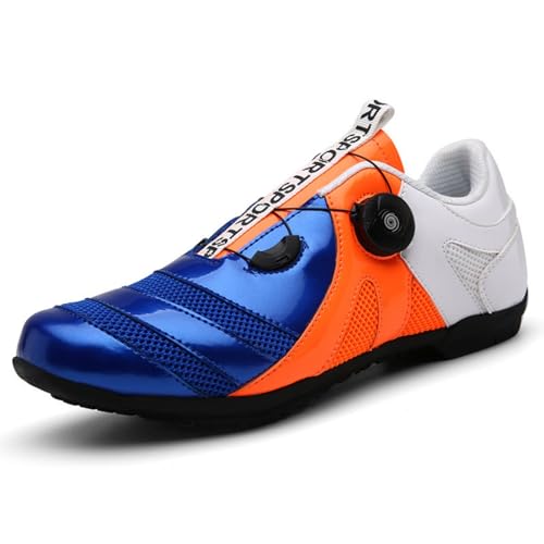 Mateju Fahrradschuhe Herren Damen Ohne klick, 36-47EU Fahrradschuhe Herren Damen mit Gummisohle rutschfeste Atmungsaktive No-Lock für Outdoor Radschuhe (998 Orange Weiß,38) von Mateju