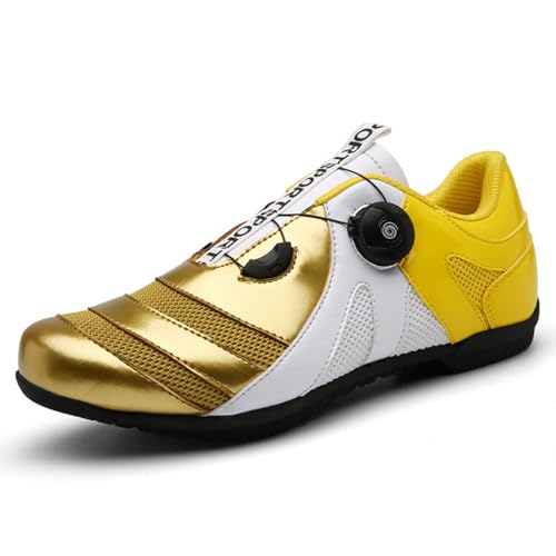 Mateju Fahrradschuhe Herren Damen Ohne klick, 36-47EU Fahrradschuhe Herren Damen mit Gummisohle rutschfeste Atmungsaktive No-Lock für Outdoor Radschuhe (998 Weiß Gelb,44) von Mateju