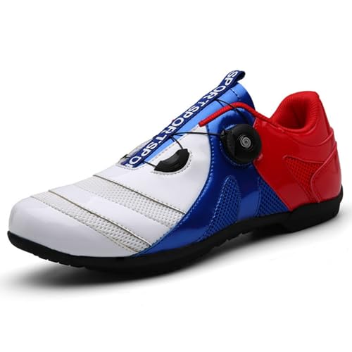 Mateju Fahrradschuhe Herren Damen Ohne klick, 36-47EU Fahrradschuhe Herren Damen mit Gummisohle rutschfeste Atmungsaktive No-Lock für Outdoor Radschuhe (998 Weiß Rot,43) von Mateju