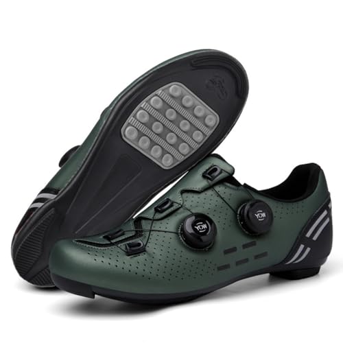 Mateju Fahrradschuhe Herren Damen Ohne klick, 36-47EU Fahrradschuhe Herren Damen mit Gummisohle rutschfeste Atmungsaktive No-Lock für Outdoor Radschuhe (T2021 Militärgrün,44) von Mateju