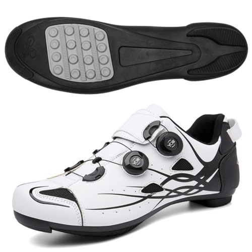Mateju Fahrradschuhe Herren Damen Ohne klick, 36-47EU Fahrradschuhe Herren Damen mit Gummisohle rutschfeste Atmungsaktive No-Lock für Outdoor Radschuhe (T398 Weiß,39) von Mateju