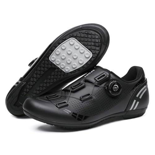 Mateju Fahrradschuhe Herren Damen Ohne klick, 36-47EU Fahrradschuhe Herren Damen mit Gummisohle rutschfeste Atmungsaktive No-Lock für Outdoor Radschuhe (X6 Schwarz,46) von Mateju