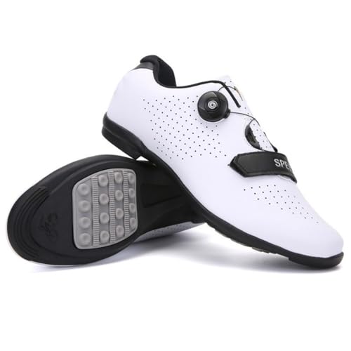 Mateju Fahrradschuhe Herren Damen Ohne klick, 37-47EU Fahrradschuhe Herren Damen mit Gummisohle rutschfeste Atmungsaktive No-Lock für Outdoor Radschuhe (896 Weiß,42) von Mateju