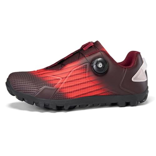 Mateju Fahrradschuhe Herren Damen SPD Mountainbike, Unisex MTB Schuhe mit Schrauben & Stollen, Outdoor Atmungsaktive MTB Radschuhe Mountainbike Schuhe -DC02 (Rot,46) von Mateju