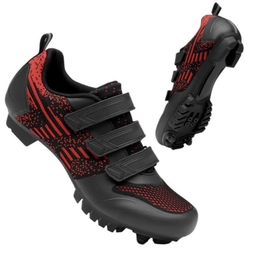 Mateju Fahrradschuhe Herren Damen SPD Mountainbike, Unisex MTB Schuhe mit Schrauben & Stollen, Outdoor Atmungsaktive MTB Radschuhe Mountainbike Schuhe -Stil A9 (Schwarz,46) von Mateju