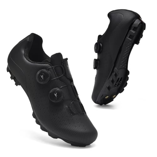 Mateju Fahrradschuhe Herren Damen SPD Mountainbike, Unisex MTB Schuhe mit Schrauben & Stollen, Outdoor Atmungsaktive MTB Radschuhe Mountainbike Schuhe -XT200 (Schwarz,41) von Mateju
