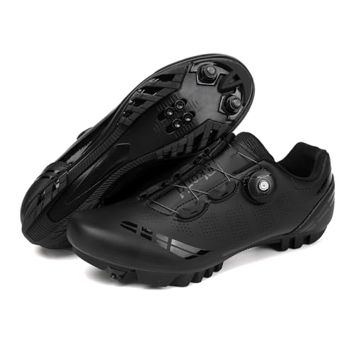 Mateju Fahrradschuhe MTB Herren Damen 36-47EU, Mountainbike Schuhe mit Klicksystem Herren Damen rutschfeste Atmungsaktive für Outdoor Radschuhe (38,T27 Schwarz) von Mateju