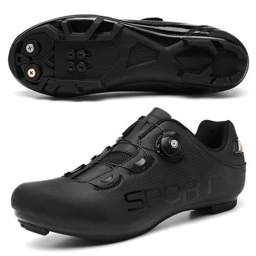 Mateju Fahrradschuhe MTB Herren Damen 36-47EU, Mountainbike Schuhe mit Klicksystem Herren Damen rutschfeste Atmungsaktive für Outdoor Radschuhe (L90 Schwarz,45) von Mateju