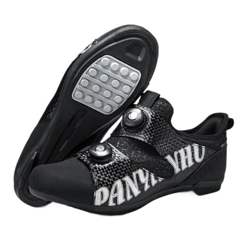Mateju Fahrradschuhe für Damen und Herren, Rennrad und Schuhe mit Gummisohle rutschfeste Atmungsaktive No-Lock MTB Fahrradschuhe Unisex Radsportschuhe Draussen (Schwarz,38) von Mateju