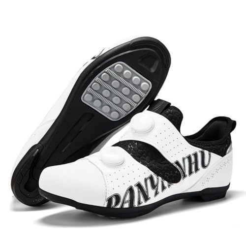 Mateju Fahrradschuhe für Damen und Herren, Rennrad und Schuhe mit Gummisohle rutschfeste Atmungsaktive No-Lock MTB Fahrradschuhe Unisex Radsportschuhe Draussen (Weiß,37) von Mateju