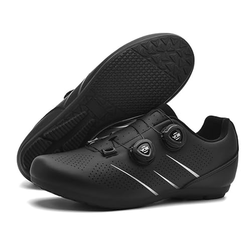 Mateju Fahrradschuhe für Herren und Damen, Rennrad und Schuhe mit Gummisohle rutschfeste Atmungsaktive No-Lock MTB Fahrradschuhe Unisex Radsportschuhe Draussen (6012# Schwarz,37) von Mateju